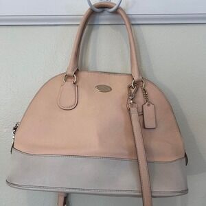 Coach‎ Cora Domed Satchel Purse Leather Tote F34491 Peach and Cream Two Tone